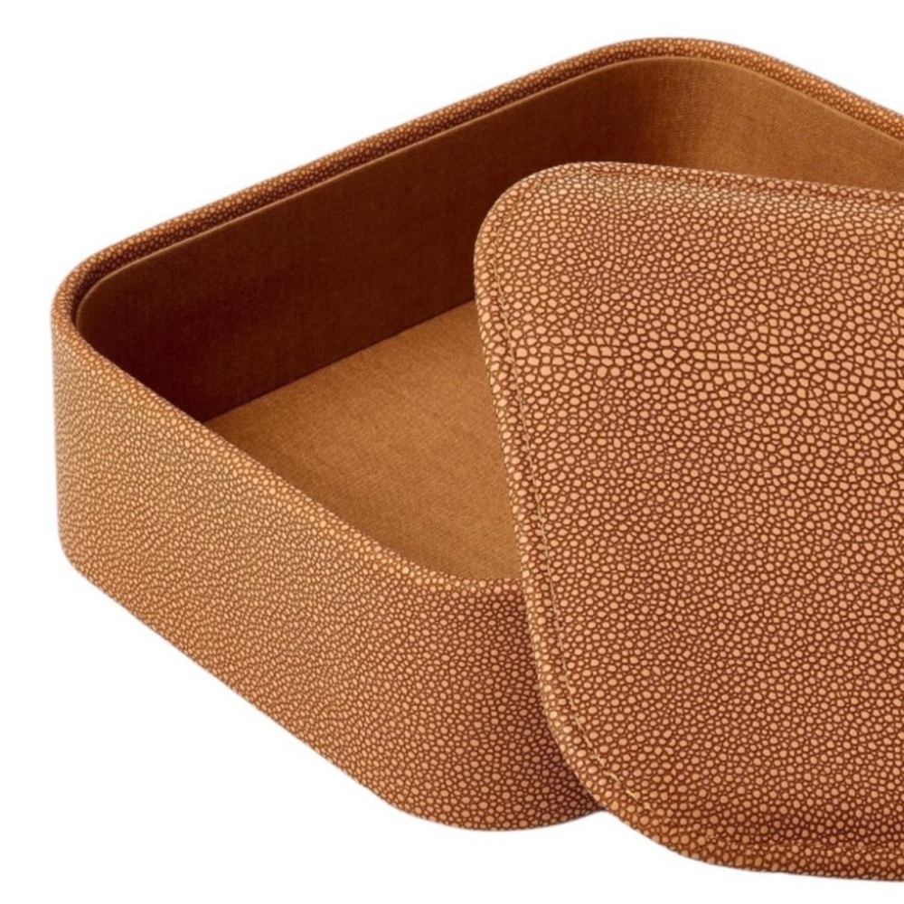 Threshold Shagreen Brown Faux Leather Box with Lid